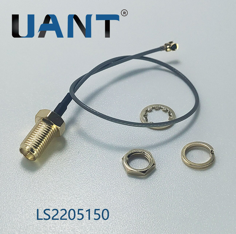 SMA母頭公針延長線,H8L10mm,線長L=160mm+端子（1.13灰色線）